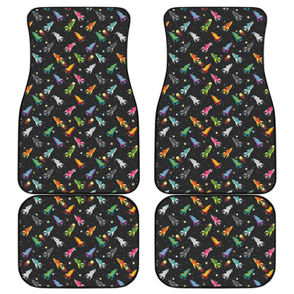 Pixel Spaceships Pattern Print Front and Back Car Floor Mats