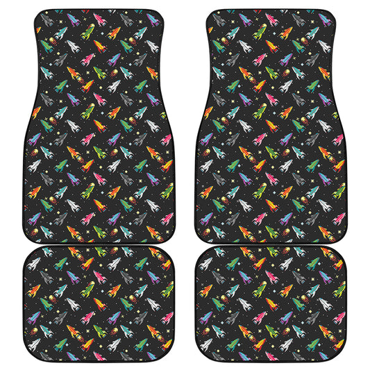 Pixel Spaceships Pattern Print Front and Back Car Floor Mats