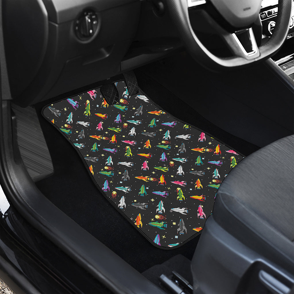 Pixel Spaceships Pattern Print Front and Back Car Floor Mats