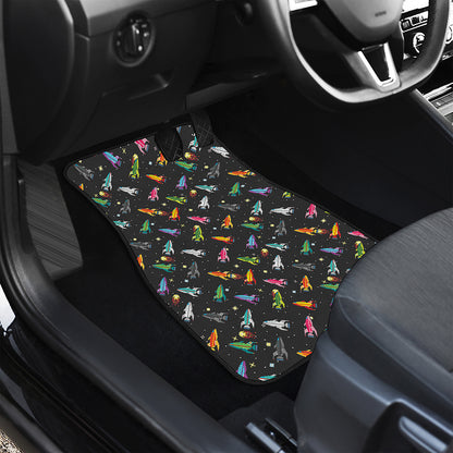 Pixel Spaceships Pattern Print Front and Back Car Floor Mats