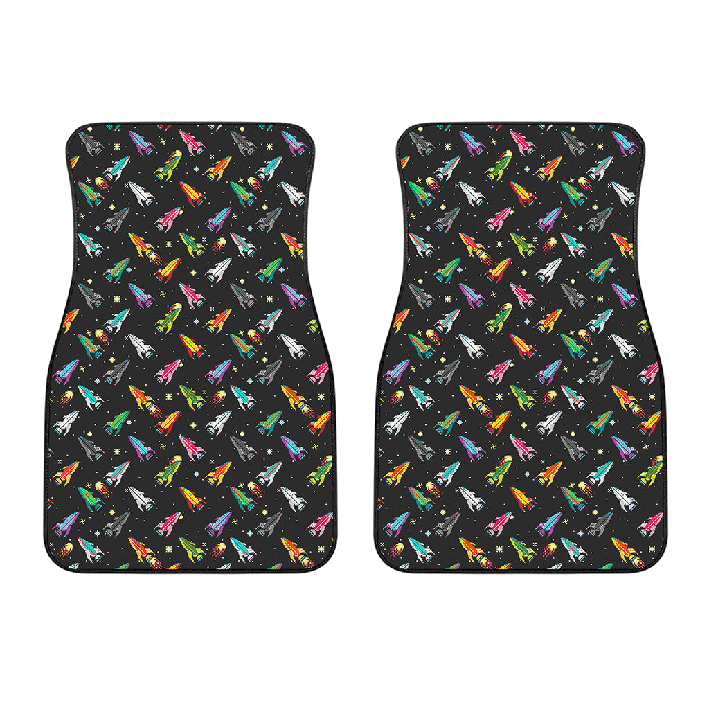 Pixel Spaceships Pattern Print Front Car Floor Mats