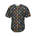 Pixel Spaceships Pattern Print Men's Baseball Jersey