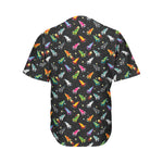 Pixel Spaceships Pattern Print Men's Baseball Jersey