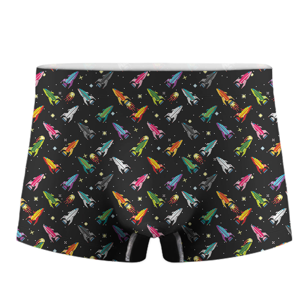 Pixel Spaceships Pattern Print Men's Boxer Briefs