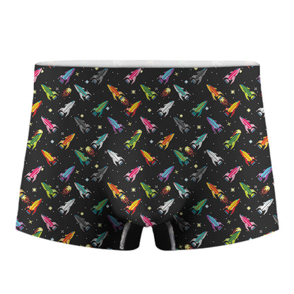 Pixel Spaceships Pattern Print Men's Boxer Briefs