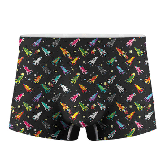 Pixel Spaceships Pattern Print Men's Boxer Briefs