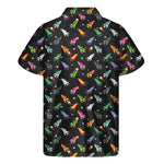 Pixel Spaceships Pattern Print Men's Short Sleeve Shirt
