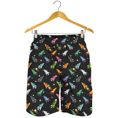 Pixel Spaceships Pattern Print Men's Shorts