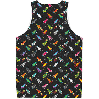 Pixel Spaceships Pattern Print Men's Tank Top