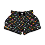 Pixel Spaceships Pattern Print Muay Thai Boxing Shorts