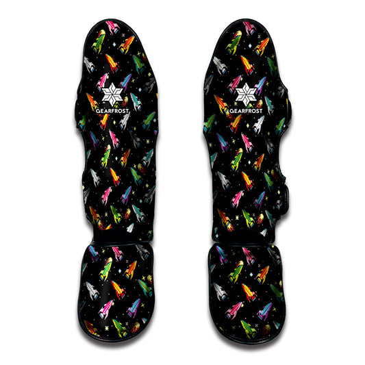 Pixel Spaceships Pattern Print Muay Thai Shin Guard