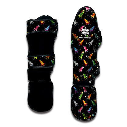 Pixel Spaceships Pattern Print Muay Thai Shin Guard