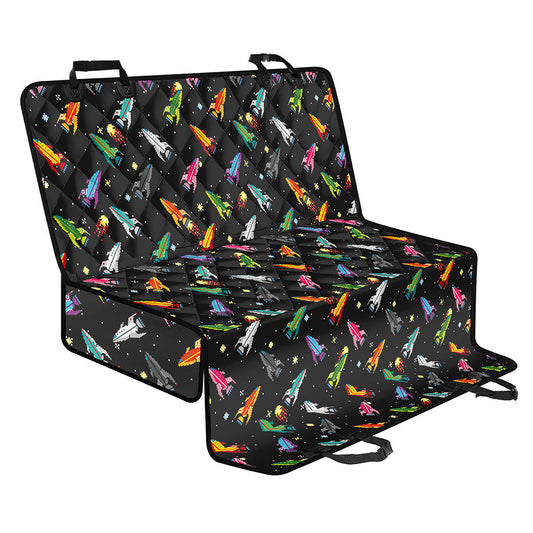 Pixel Spaceships Pattern Print Pet Car Back Seat Cover