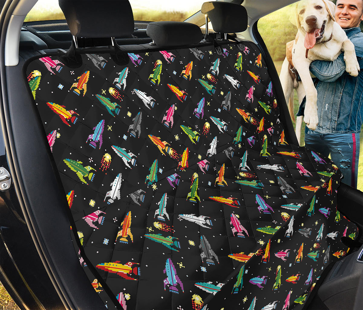 Pixel Spaceships Pattern Print Pet Car Back Seat Cover