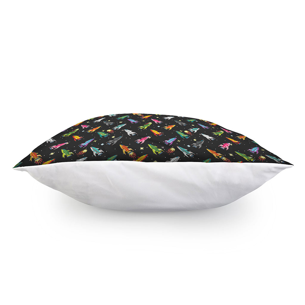 Pixel Spaceships Pattern Print Pillow Cover