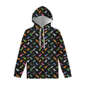 Pixel Spaceships Pattern Print Pullover Hoodie