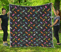 Pixel Spaceships Pattern Print Quilt