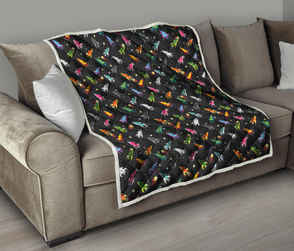 Pixel Spaceships Pattern Print Quilt