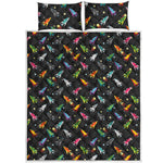 Pixel Spaceships Pattern Print Quilt Bed Set