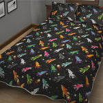 Pixel Spaceships Pattern Print Quilt Bed Set