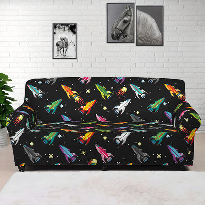 Pixel Spaceships Pattern Print Sofa Cover