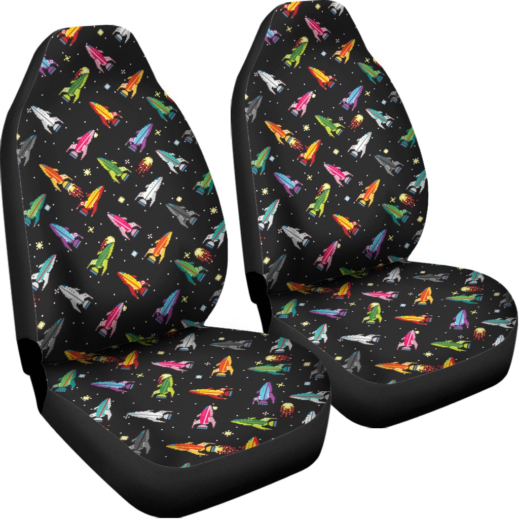 Pixel Spaceships Pattern Print Universal Fit Car Seat Covers