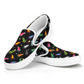 Pixel Spaceships Pattern Print White Slip On Sneakers