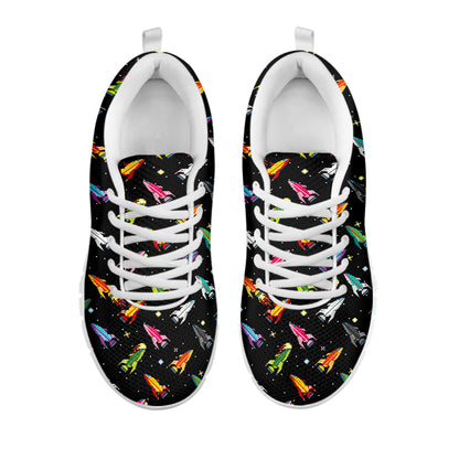 Pixel Spaceships Pattern Print White Sneakers