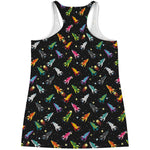 Pixel Spaceships Pattern Print Women's Racerback Tank Top