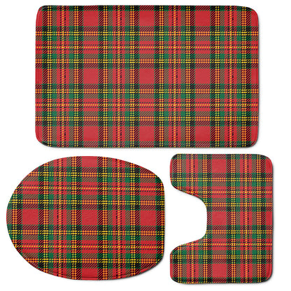 Pixel Stewart Scottish Tartan Print 3 Piece Bath Mat Set