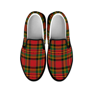 Pixel Stewart Scottish Tartan Print Black Slip On Shoes