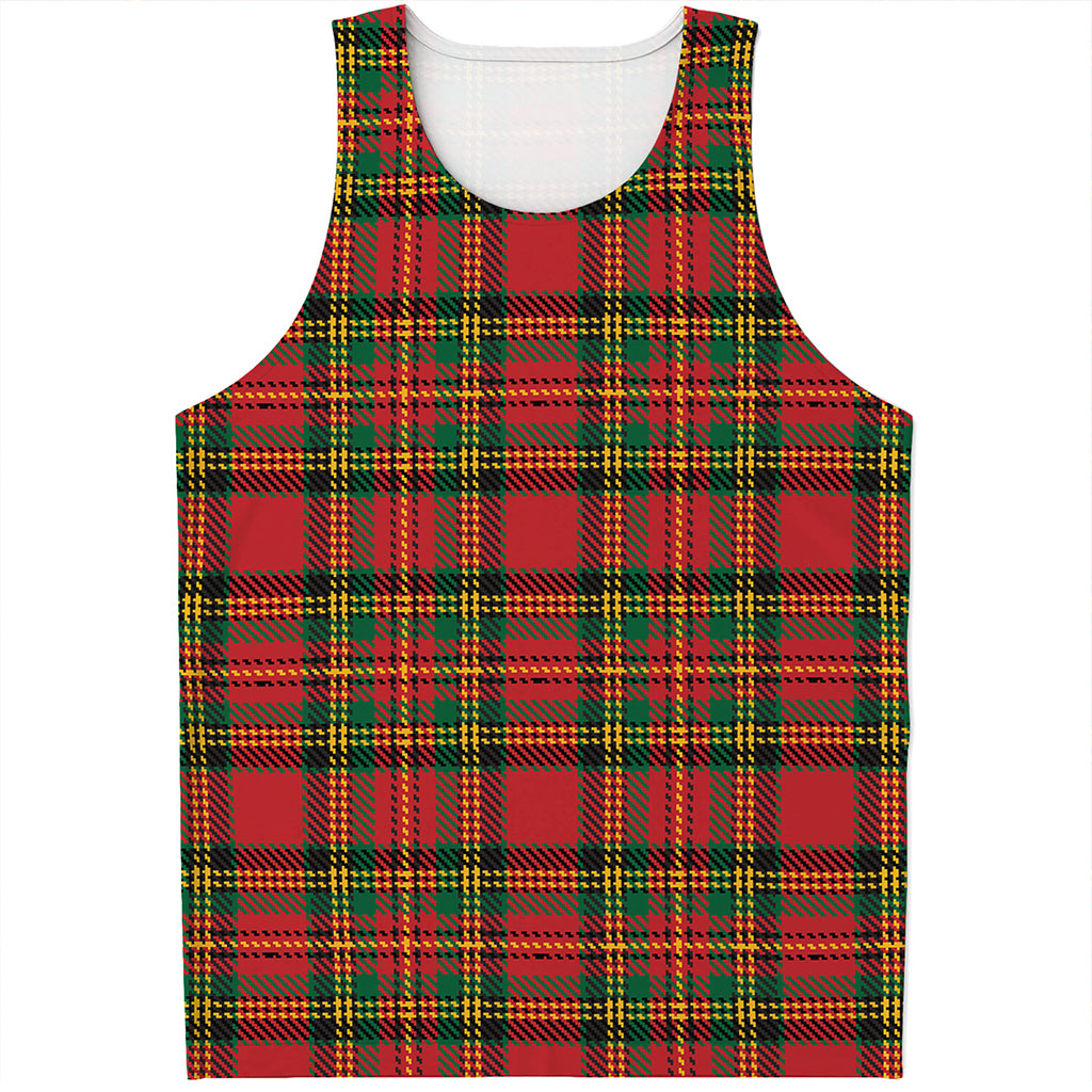 Pixel Stewart Scottish Tartan Print Men's Tank Top