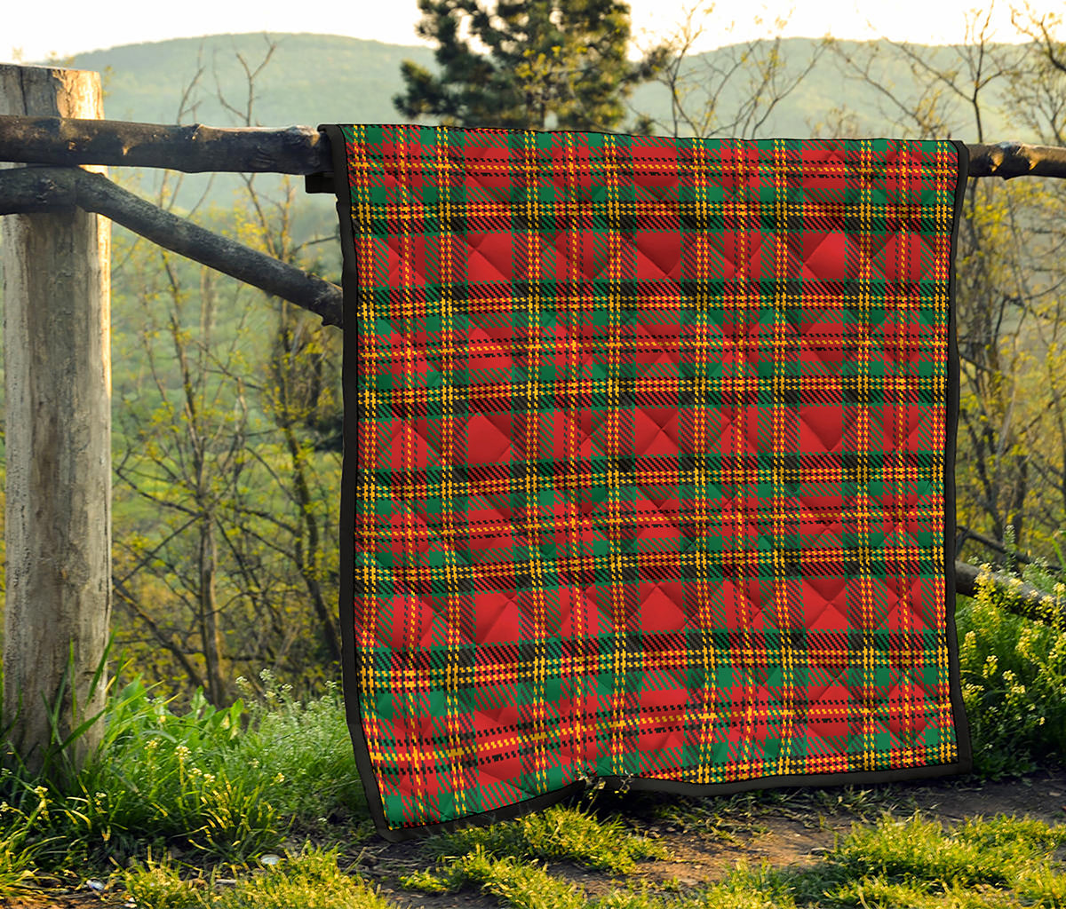 Pixel Stewart Scottish Tartan Print Quilt