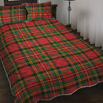 Pixel Stewart Scottish Tartan Print Quilt Bed Set