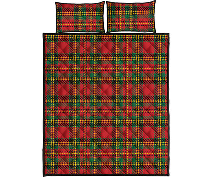 Pixel Stewart Scottish Tartan Print Quilt Bed Set