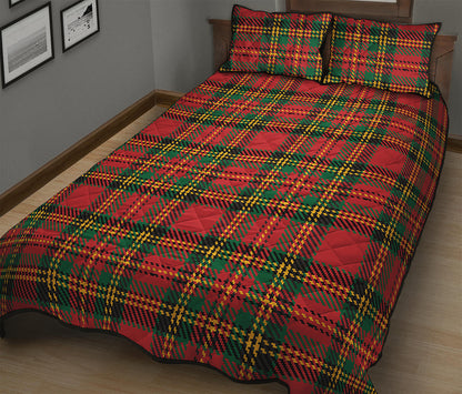 Pixel Stewart Scottish Tartan Print Quilt Bed Set