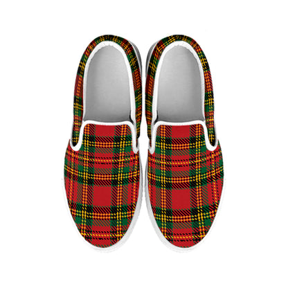 Pixel Stewart Scottish Tartan Print White Slip On Shoes