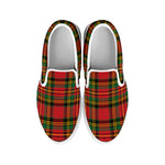 Pixel Stewart Scottish Tartan Print White Slip On Shoes