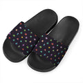 Pixel UFO Aliens Pattern Print Black Slide Sandals