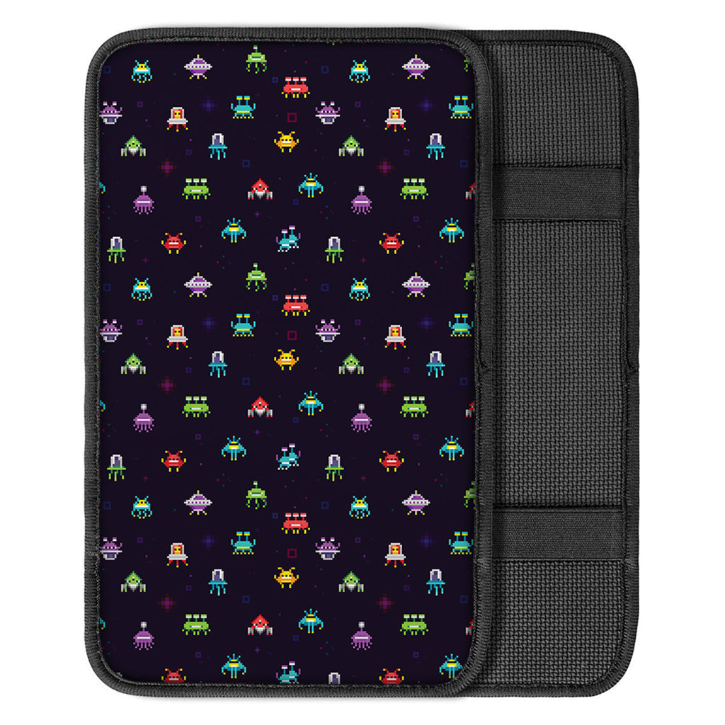 Pixel UFO Aliens Pattern Print Car Center Console Cover