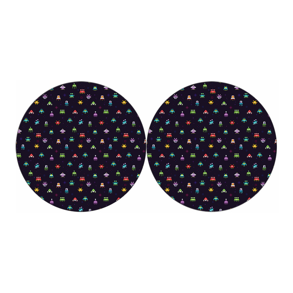 Pixel UFO Aliens Pattern Print Car Coasters