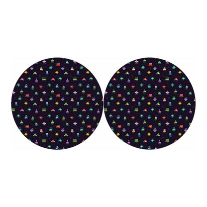 Pixel UFO Aliens Pattern Print Car Coasters
