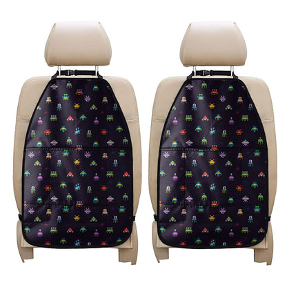 Pixel UFO Aliens Pattern Print Car Seat Organizers