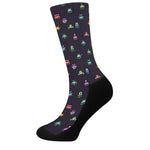 Pixel UFO Aliens Pattern Print Crew Socks