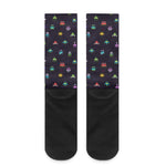 Pixel UFO Aliens Pattern Print Crew Socks