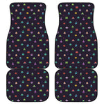 Pixel UFO Aliens Pattern Print Front and Back Car Floor Mats