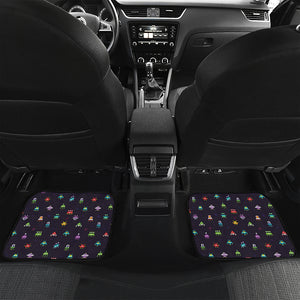 Pixel UFO Aliens Pattern Print Front and Back Car Floor Mats