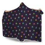 Pixel UFO Aliens Pattern Print Hooded Blanket