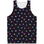 Pixel UFO Aliens Pattern Print Men's Tank Top