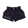 Pixel UFO Aliens Pattern Print Muay Thai Boxing Shorts